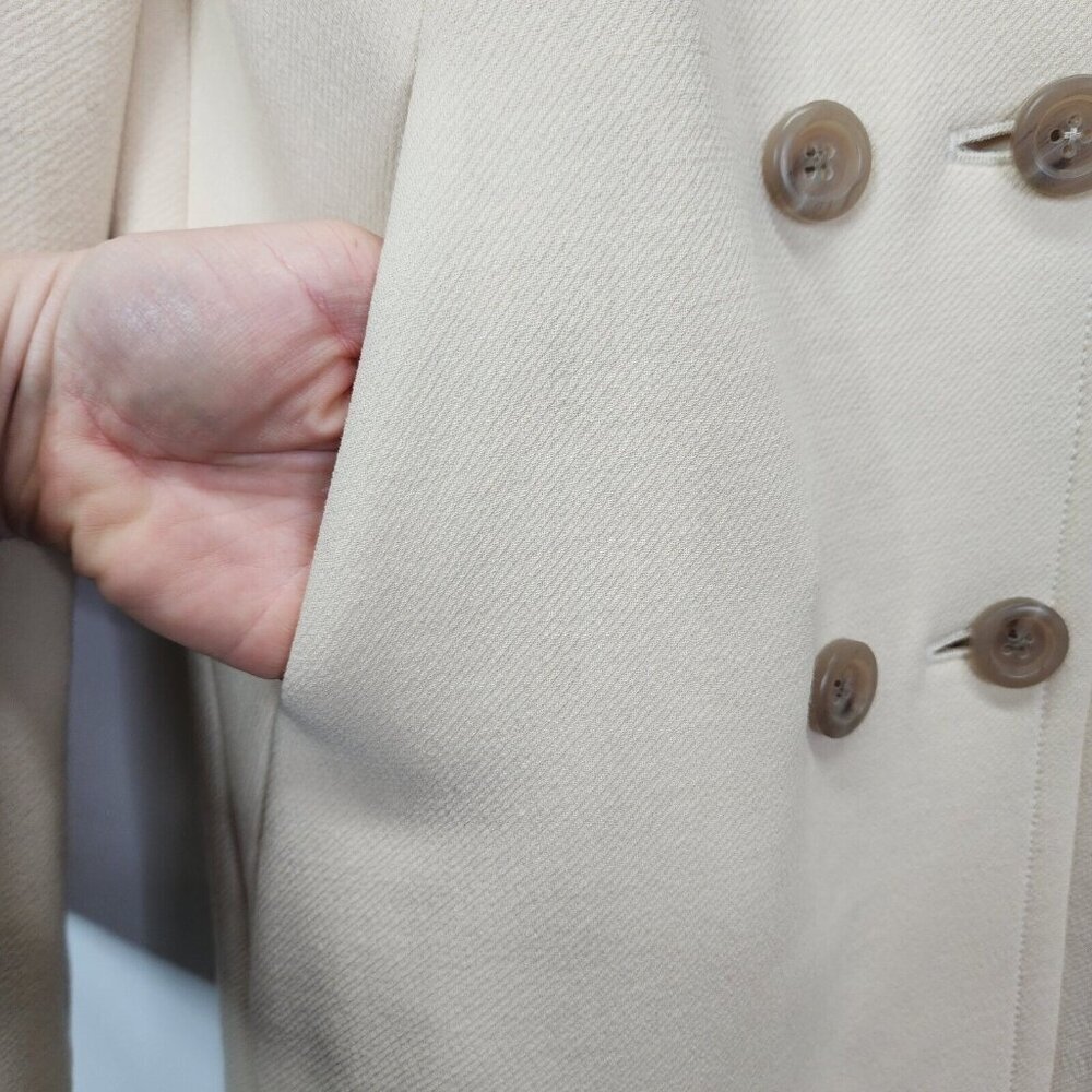 J Crew Women's Ivory Cream Wool Blend Double Breasted Peacoat Long Size 0 - Picture 8 of 14